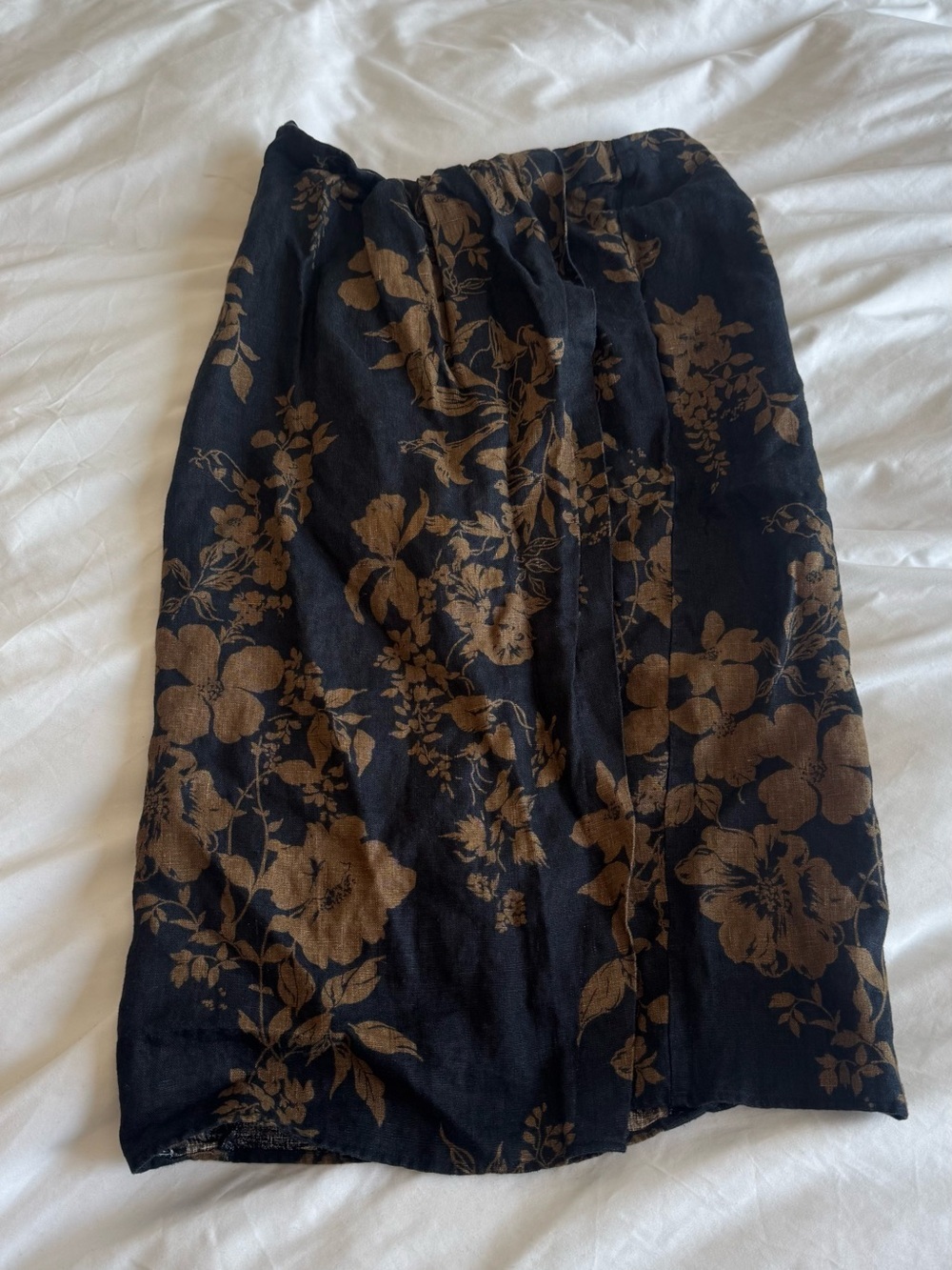Reformation Black and Gold Floral Midi Wrap Skirt - Picture 4 of 6